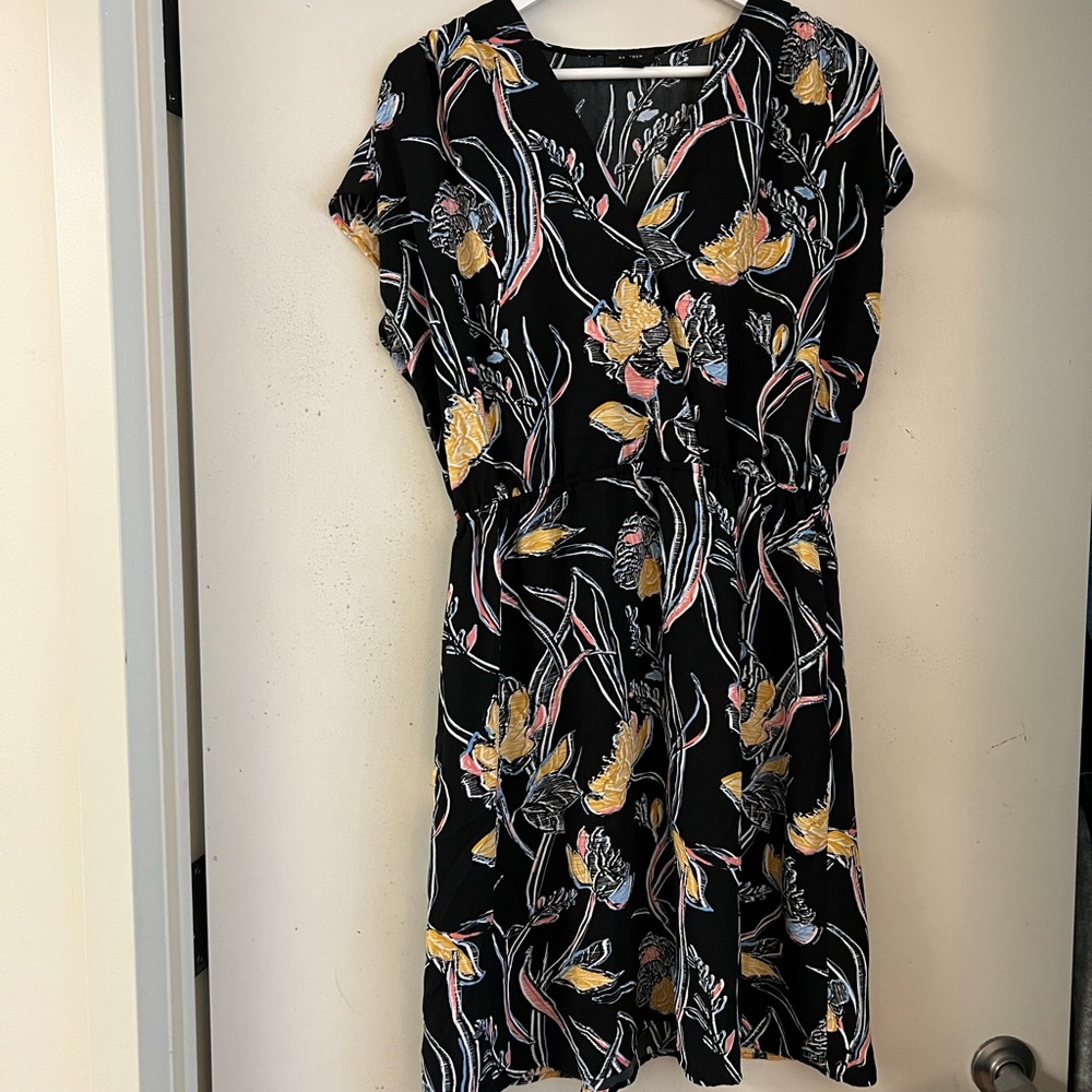 Halogen Black Floral Mini Dress